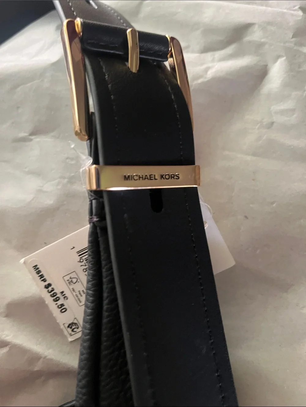 Michael Kors Black Pebbled Leather Hobo with Gold Hardware